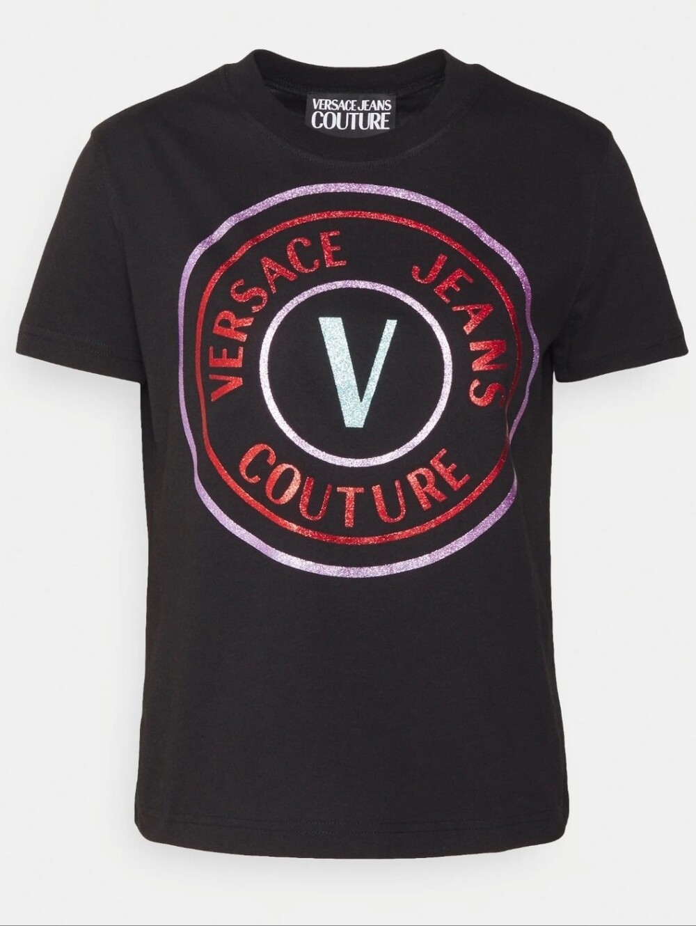 Versace Jeans Couture Iconic Iridescent Emblem T Shirt Black New Small